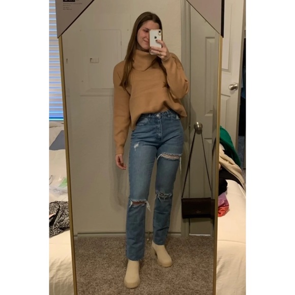 NWT Lulus Let's Cuddle Tan Cowl Neck Sweater - Picture 3 of 15